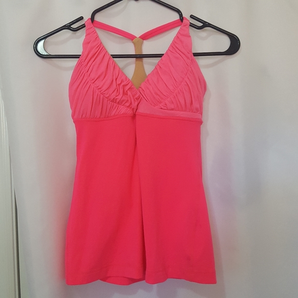 Lululemon Pure Balance Tank Top 4 Pink Rouching V neck Stretchy - Picture 2 of 8